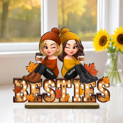 Acrylic Ornament with Coffee Besties Design, Autumn Holiday Tree Décor, Perfect Friendship Gift