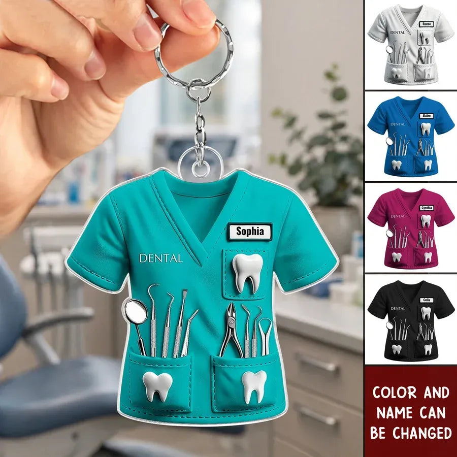 Acrylic Keychain, Personalized Dentist Uniform Keepsake, Creative Gift for Dental Professional