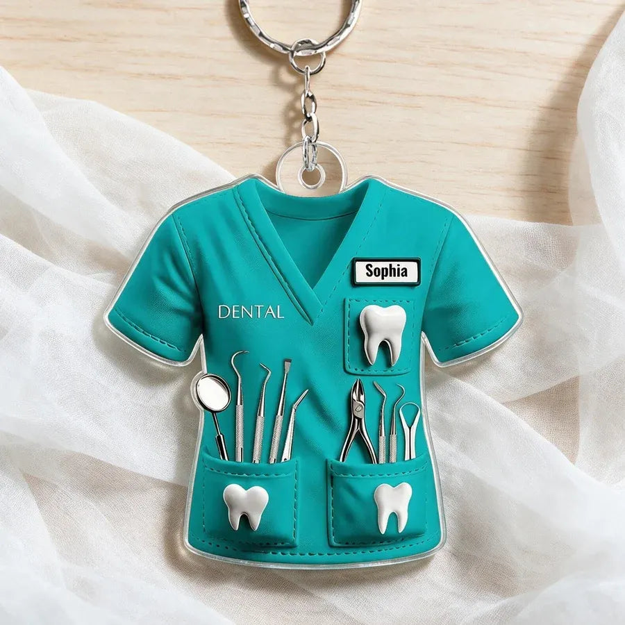Acrylic Keychain, Personalized Dentist Uniform Keepsake, Creative Gift for Dental Professional