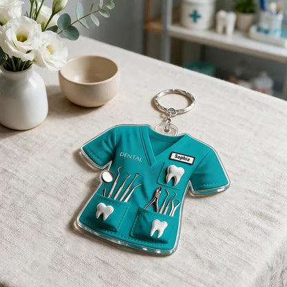 Acrylic Keychain, Personalized Dentist Uniform Keepsake, Creative Gift for Dental Professional