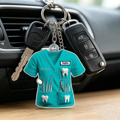 Acrylic Keychain, Personalized Dentist Uniform Keepsake, Creative Gift for Dental Professional