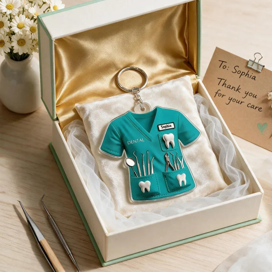 Acrylic Keychain, Personalized Dentist Uniform Keepsake, Creative Gift for Dental Professional